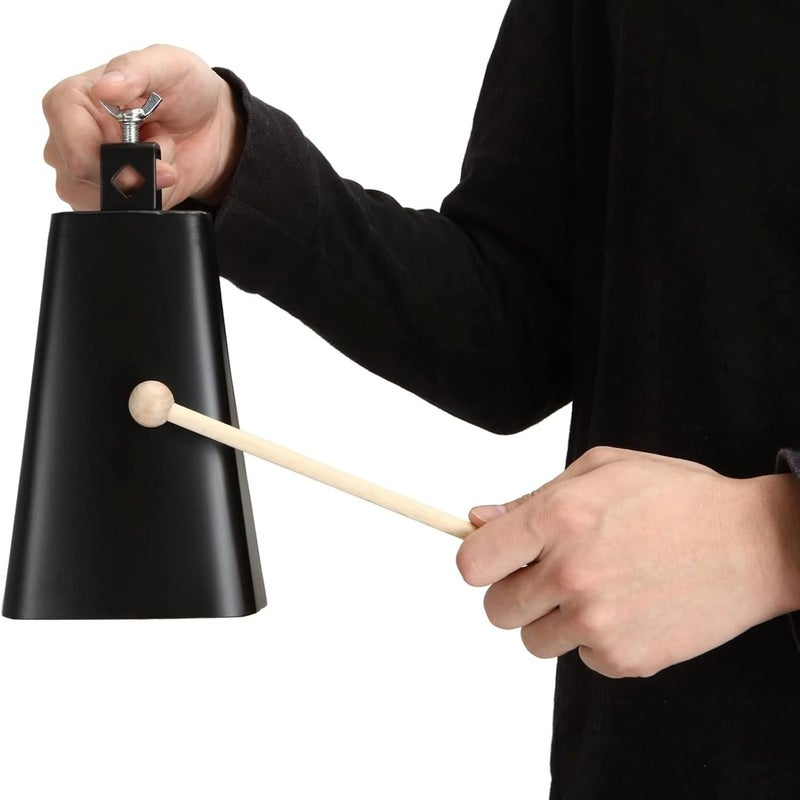 REMAGIC Metal Iron Cowbell 7 inch,Steel Cow Bells Large Noise Makers Hand Percussion Music Cow bell with Stick Handle, Instrument Cowbell for School, Sporting Events, Concert, Wedding (7 inch) - Image 5